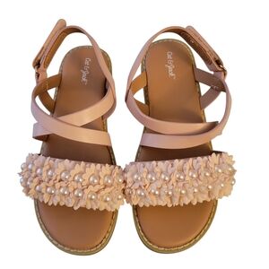 Cat & Jack Pink Floral Pearl Strap Sandals